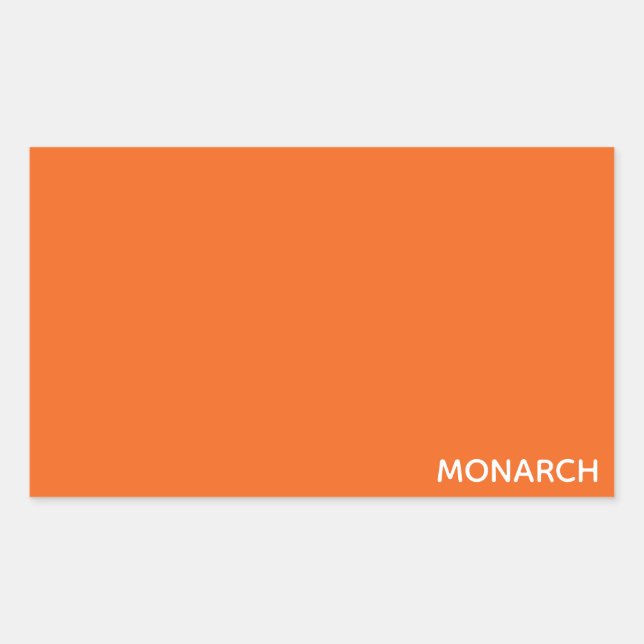 Monarch butterfly orange colour name rectangular sticker (Front)