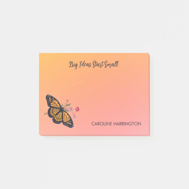 Monarch Butterfly Orange Gold Inspirational  Post-it Notes (Front)