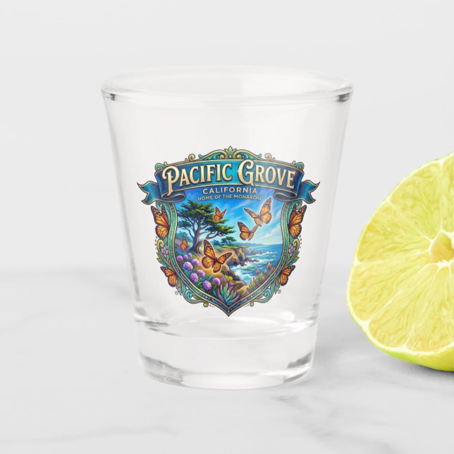 Monarch Butterfly Pacific Grove California Travel Shot Glass (Front)