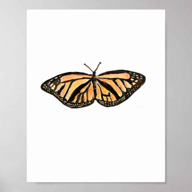 Monarch Butterfly Painting Silhouette Poster (Front)