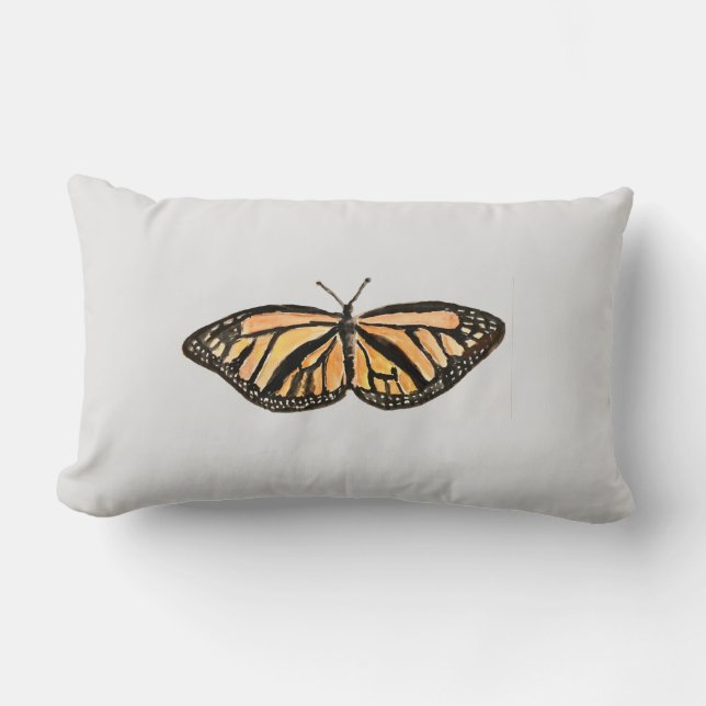 Monarch Butterfly Painting Throw Pillow (Front)