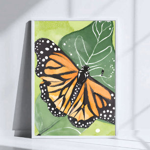 Monarch Butterfly Painting Watercolor Poster