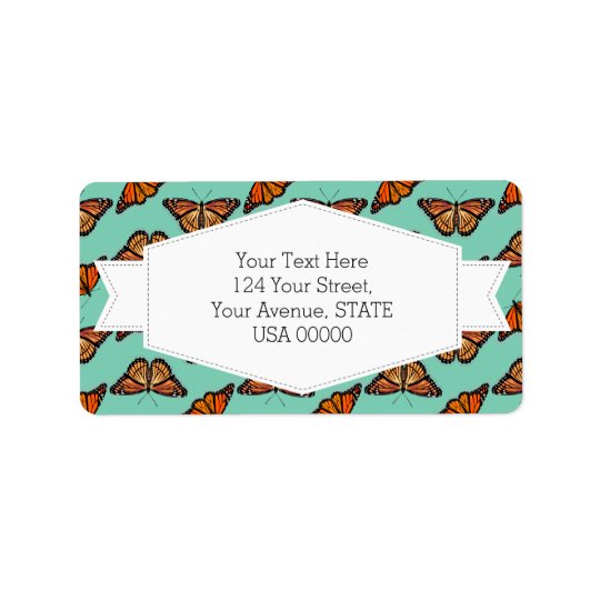 Monarch Butterfly Pattern Address Label