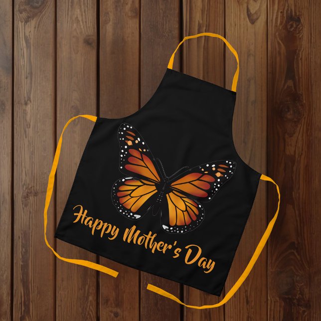 Monarch Butterfly Personalised Black Apron (Creator Uploaded)