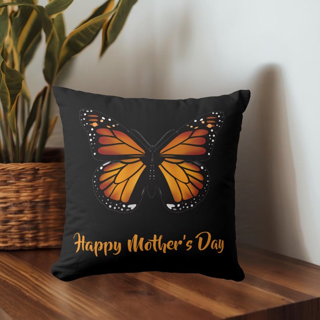 Monarch Butterfly Personalised Black Throw Pillow (Creator Uploaded)