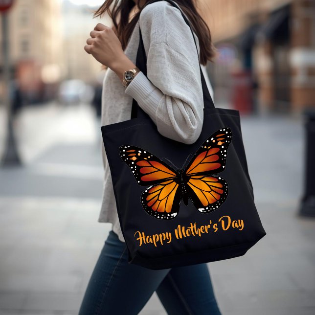 Monarch Butterfly Personalised Black Tote Bag (Creator Uploaded)