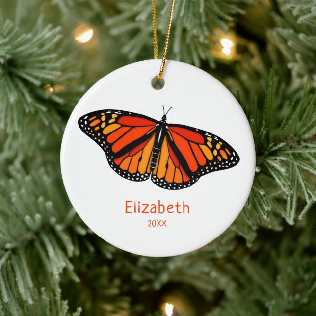Monarch butterfly personalized ceramic ornament (Tree)