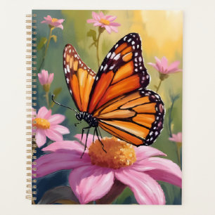 Monarch Butterfly Pink Flower Floral Painting Planner