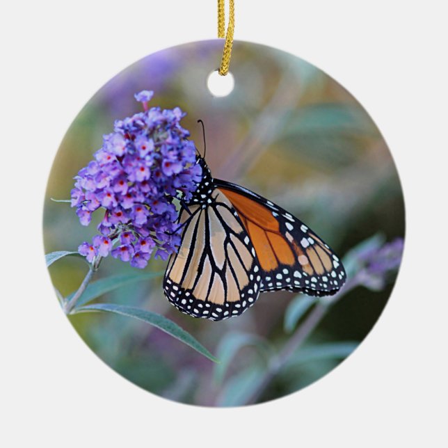 Monarch butterfly profile ceramic tree decoration (Front)