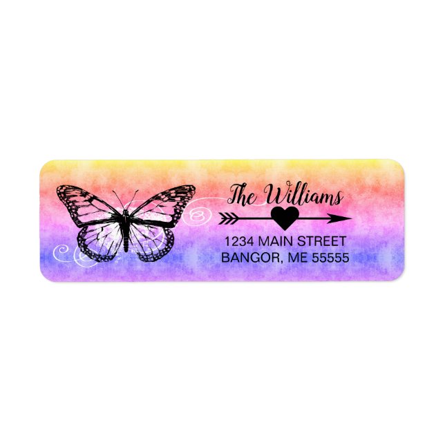 Monarch Butterfly Rainbow Return Address Label (Front)