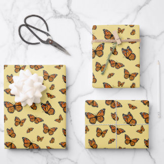 Monarch Butterfly Random Flight Pattern Wrapping Paper Sheet