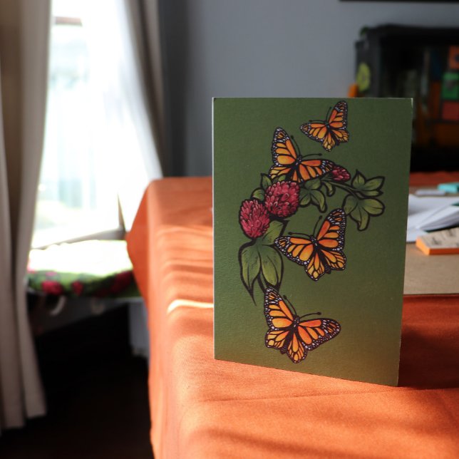 Monarch Butterfly Red Clover Nature                Card (Creator Uploaded)