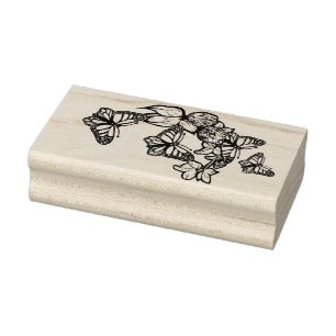 Monarch Butterfly Red Clover Nature Rubber Stamp