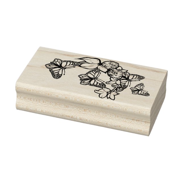 Monarch Butterfly Red Clover Nature                Rubber Stamp (Stamp)