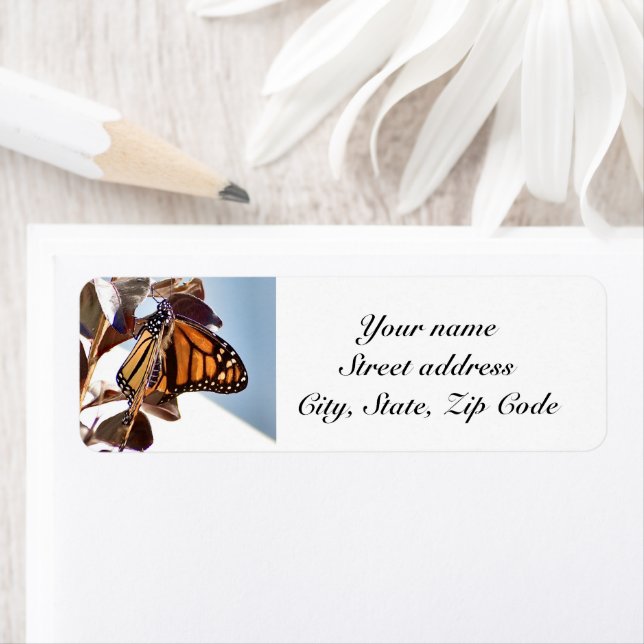 Monarch Butterfly return address label Personalise (Insitu)