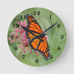 Monarch Butterfly Round Clock