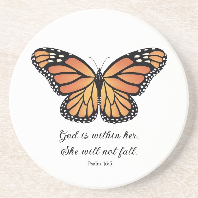 Monarch butterfly Sandstone Coaster Christian (Front)
