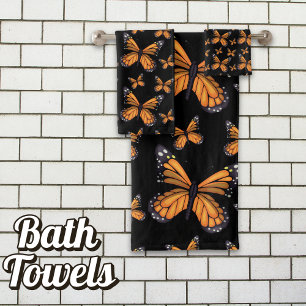 Monarch Butterfly Seamless Pattern Bath Towel Set
