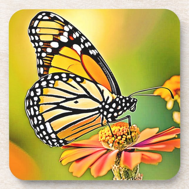 Monarch Butterfly Sip Design Coaster (Front)