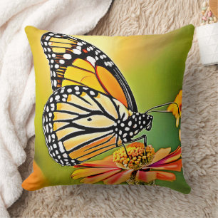Monarch Butterfly Sip Design Cushion