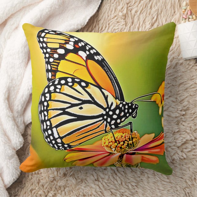 Monarch Butterfly Sip Design Cushion (Blanket)