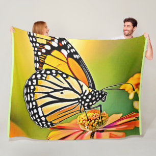 Monarch Butterfly Sip Design Fleece Blanket