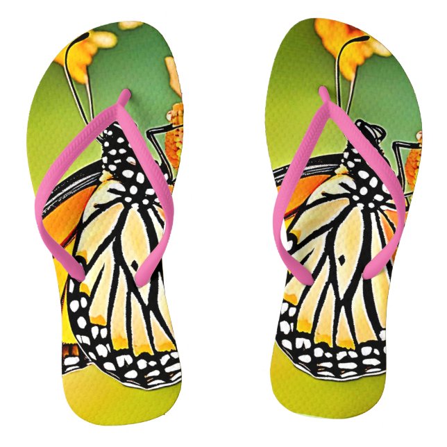 Monarch Butterfly Sip Design Thongs (Footbed)