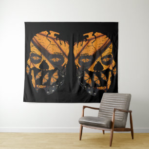 Monarch Butterfly Skulls Tapestry