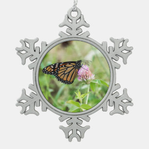 Monarch Butterfly Snowflake Pewter Christmas Ornament