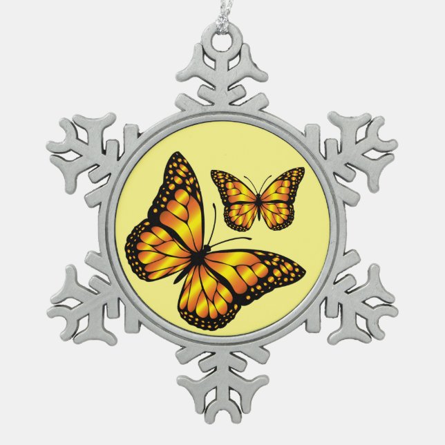MONARCH BUTTERFLY SNOWFLAKE PEWTER CHRISTMAS ORNAMENT (Front)