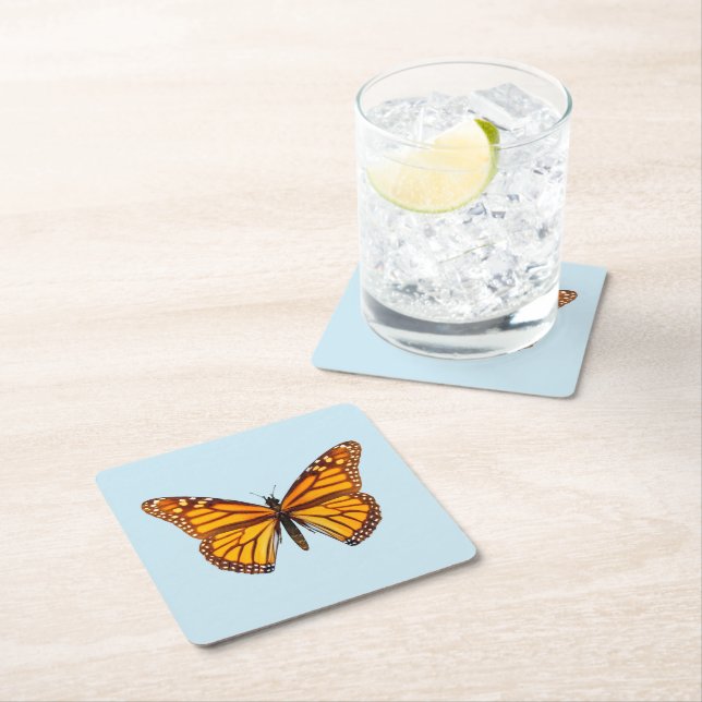 Monarch Butterfly Square Paper Coaster (Insitu)