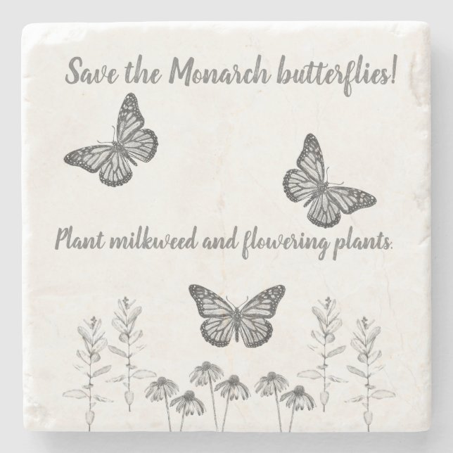Monarch Butterfly Stone Coaster (Front)