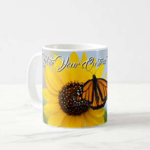 Monarch Butterfly & Sunflower White Coffee Mug
