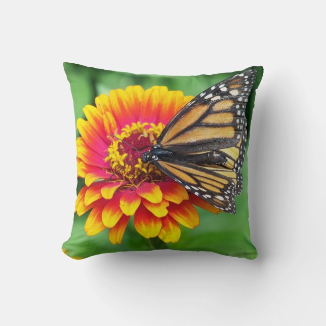 Monarch Butterfly Throw Pillow (Front)