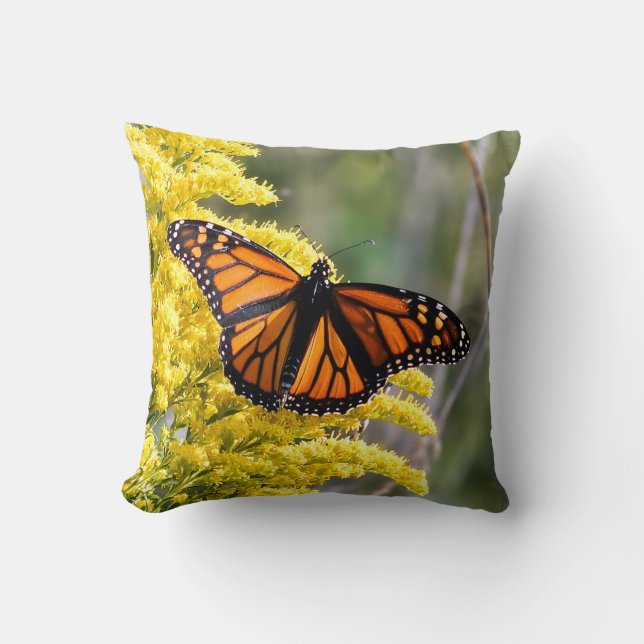 Monarch Butterfly Throw Pillow (Front)
