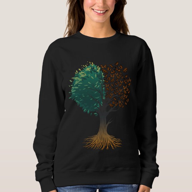 Monarch Butterfly Tree Insect Collector Entomologi Sweatshirt (Front)