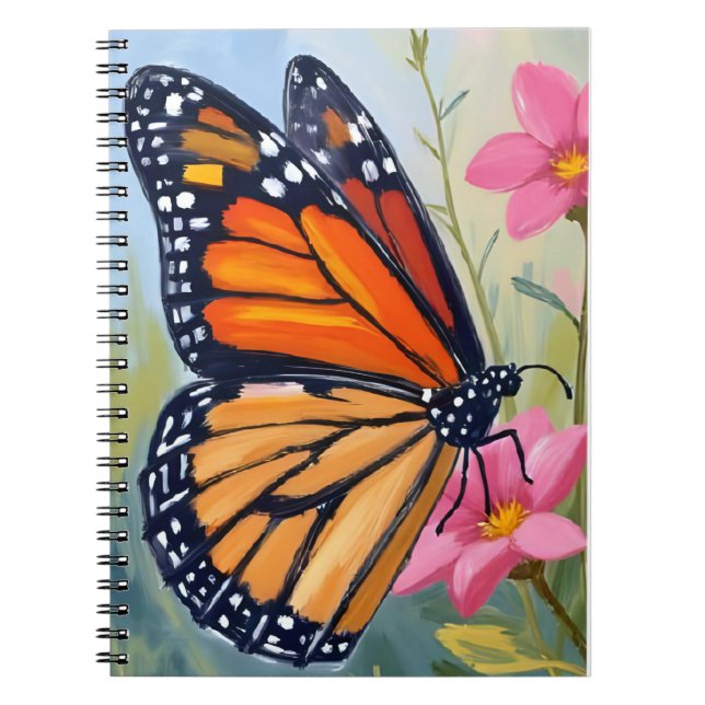 Monarch Butterfly Watercolor Floral Garden Notebook (Front)