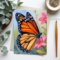 Monarch Butterfly Watercolor Floral Garden