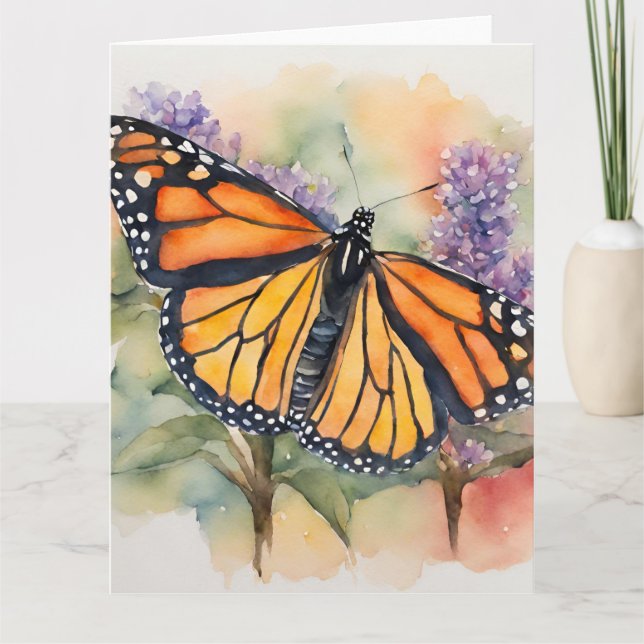  Monarch Butterfly Watercolor Print Card (Front)