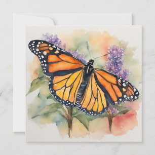 Monarch Butterfly Watercolor Print Holiday Card