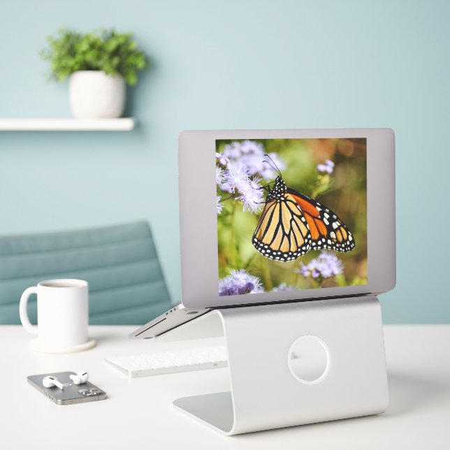 Monarch Butterfly Wildflowers Large Sticker (Laptop On Desk)