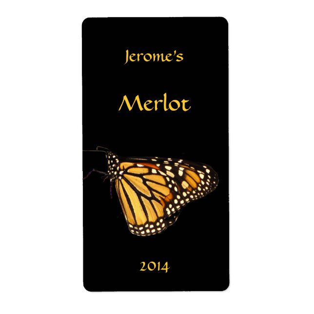 Monarch Butterfly Wine Label (Front)