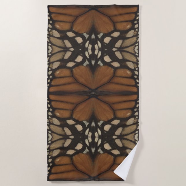 Monarch Butterfly Wing Close Up Pattern  Beach Towel (Front)
