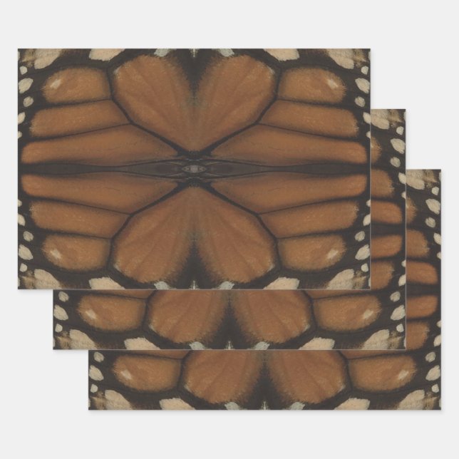 Monarch Butterfly Wing Close Up Pattern  Wrapping Paper Sheet (Set)