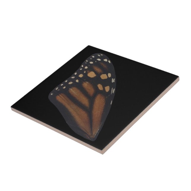 Monarch Butterfly Wing On Black  Ceramic Tile (Side)
