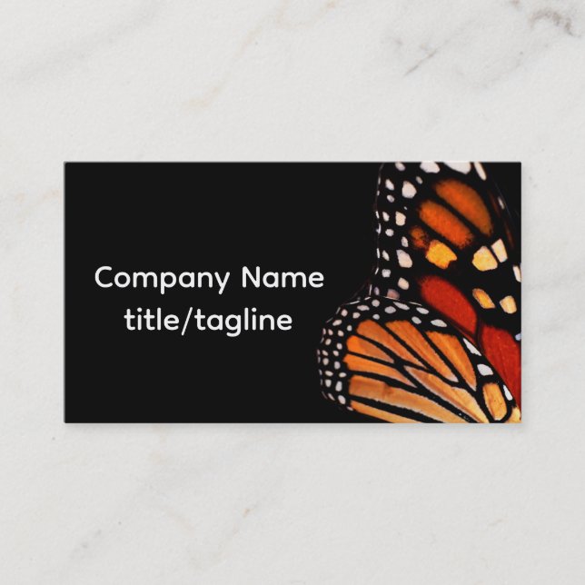 monarch butterfly wing on black custom business card (Front)