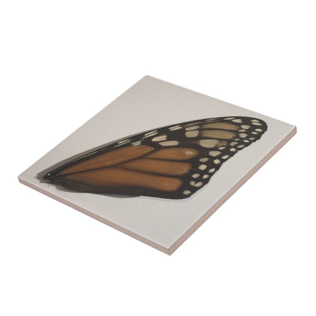 Monarch Butterfly Wing On Paper  Ceramic Tile (Side)