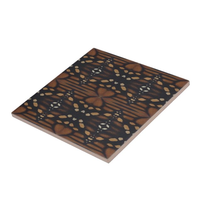Monarch Butterfly Wing Up Close Repeat Pattern  Ceramic Tile (Side)