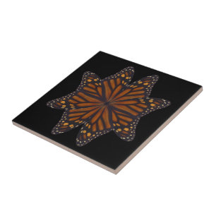 Monarch Butterfly Wings Circular Pattern  Ceramic Tile