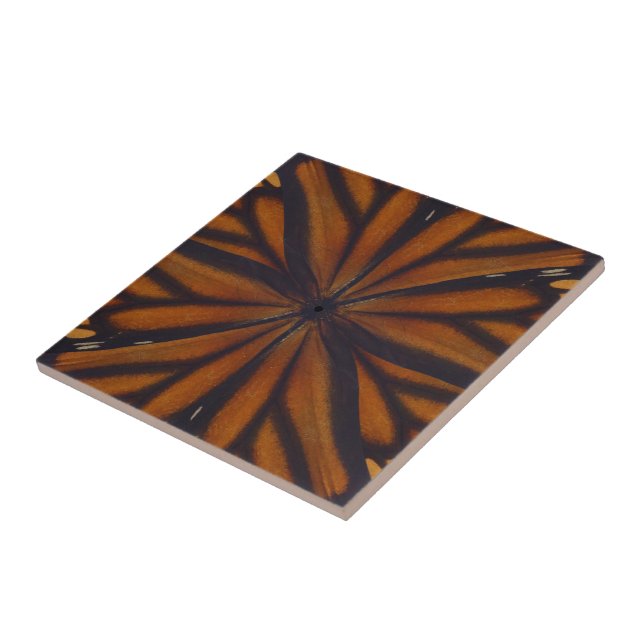Monarch Butterfly Wings Circular Pattern Close Up  Ceramic Tile (Side)